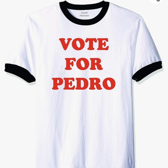 Vote for Pedro Shirt Ringer Tee Napoleon Dynamite (Misses) SMALL/UNISEX BNWT - Picture 1 of 11